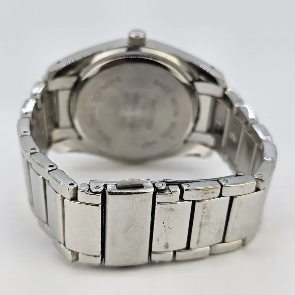 40MM Men's Diamond‎ Watch Blue Dial Gray Bracelet Band 6